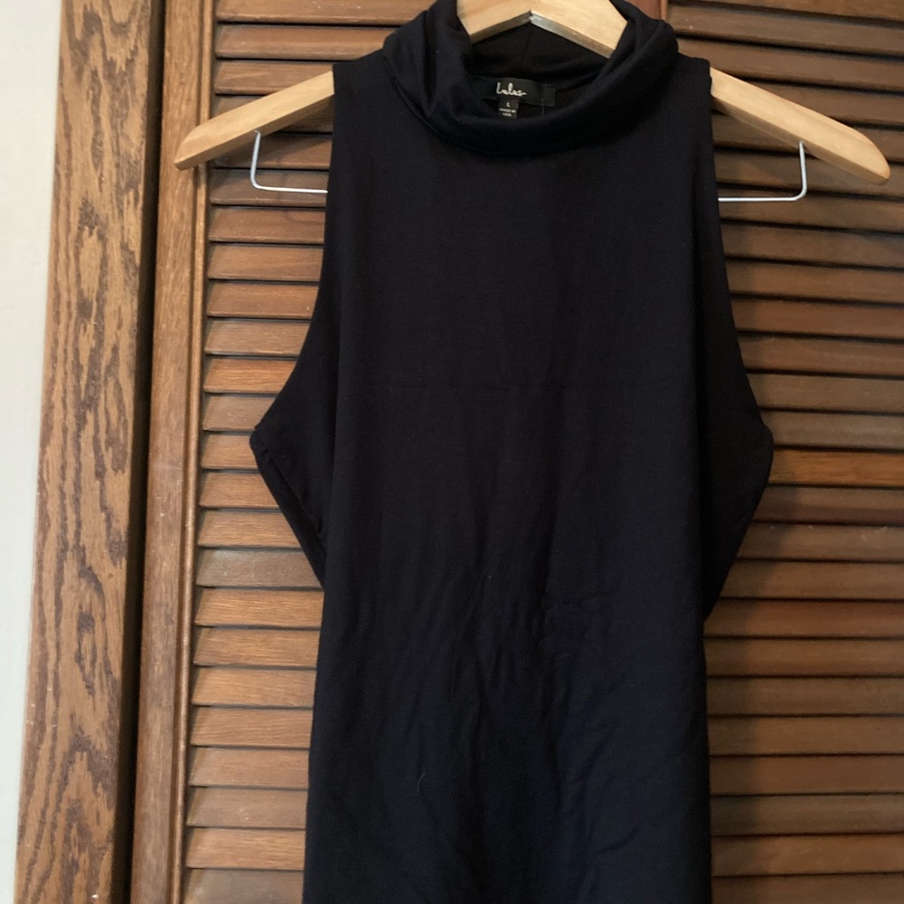 Black Sleeveless Turtleneck Tank Top